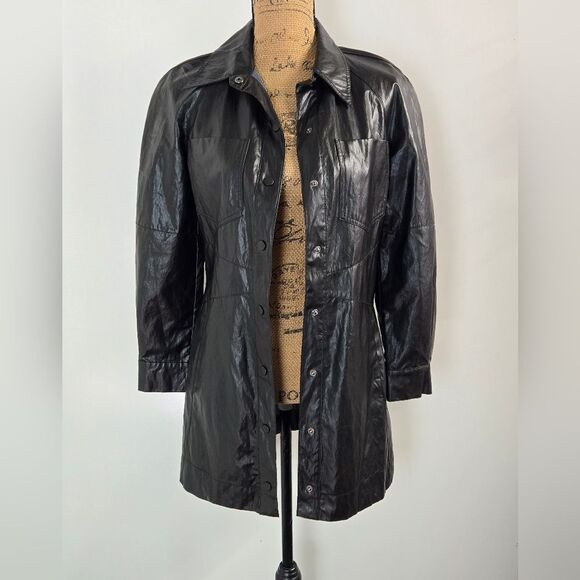 Zara Bloggers Favorite Faux Leather Long Sleeve Mini Dress Sz S Black NWOT - Picture 3 of 15